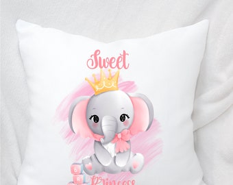 Sweet Princess Baby Elephant PNG/Sublimation file and cushion mock up.