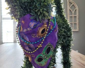 Mardi Gras Dog Bandana: Purple Carnival Mask, Snap-On Pet Scarf