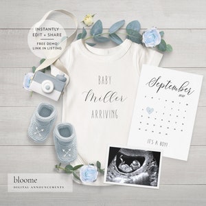 Edit Instantly! ITS A BOY Customizable digital pregnancy announcement for social media baby announcement instagram our greatest adventure