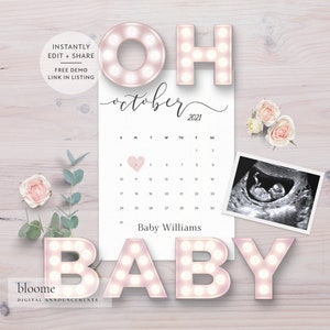 edit instantly! IT'S A GIRL customizable digital pregnancy announcement for social media custom baby announcement gender reveal instagram