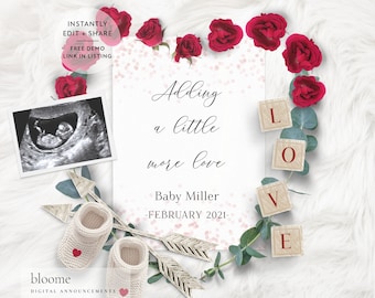 Edit Instantly! Valentines Day digital pregnancy announcement for social media custom baby announcement instagram adding a bit more love