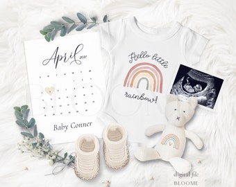 Rainbow Baby Custom digital pregnancy announcement for social media baby announcement gender reveal instagram little rainbow baby shoes