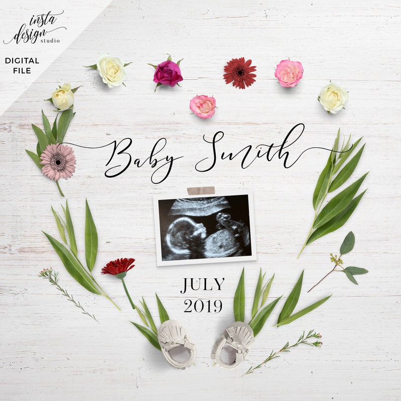 PERSONALIZED digital VALENTINES DAY pregnancy announcement for social media custom baby announcement gender reveal instagram love heart