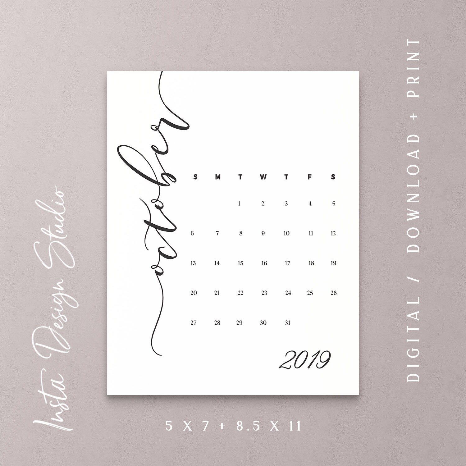 OCTOBER 2019 Printable Pregnancy Baby Announcement
