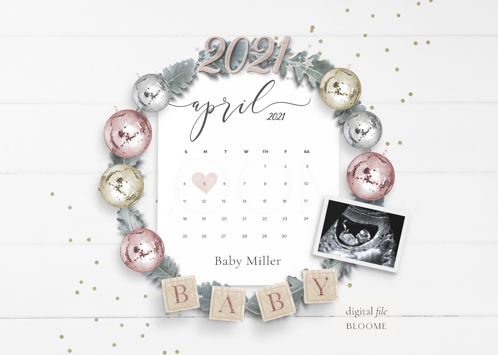 NEW YEAR&#039;S EVE personalized pregnancy announcement digital | Etsy