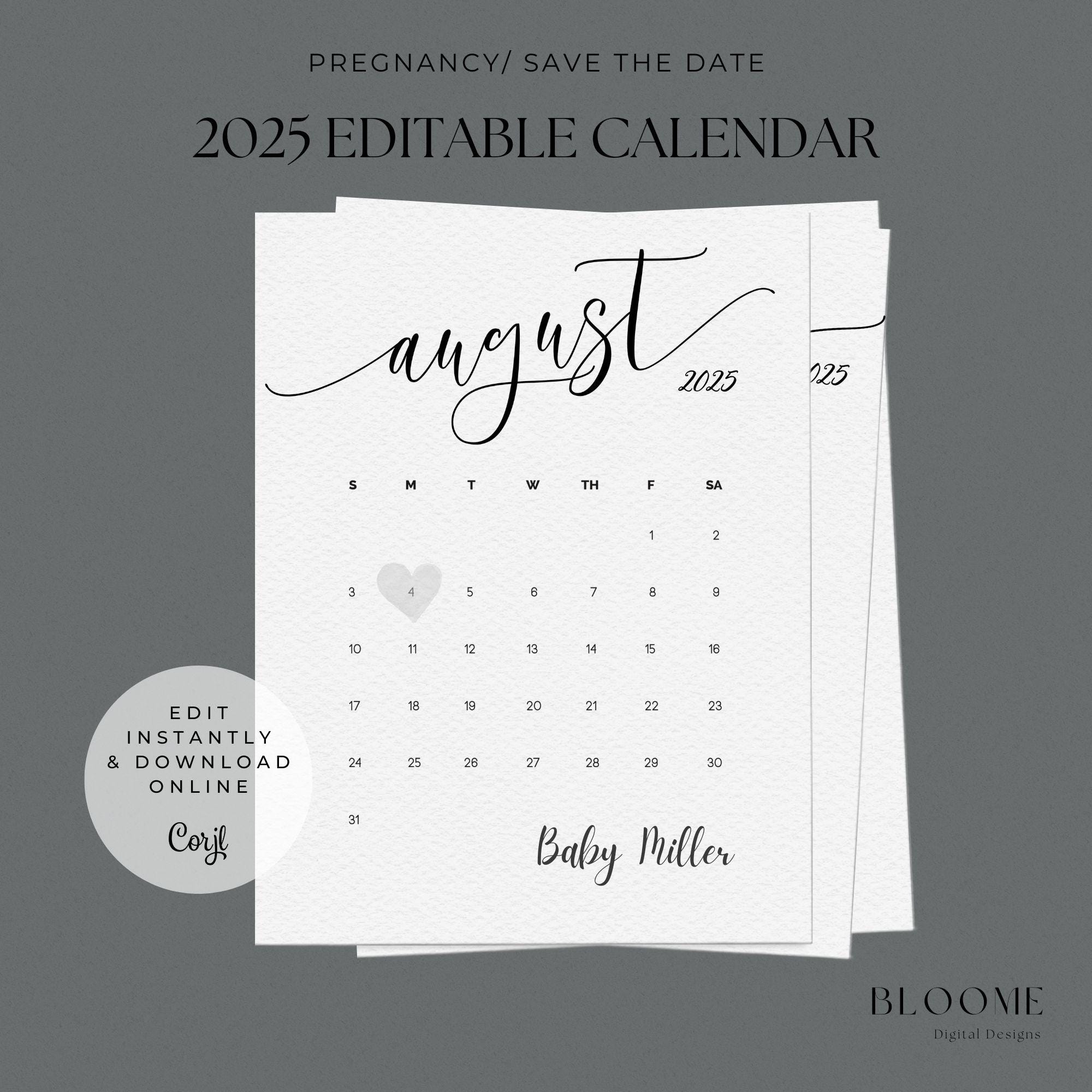 2025 Editable Calendar Instant Download Pregnancy Announcement Calendar Save the Date Milestone Calendar - Etsy 2025-editable-calendar-instant-download-pregnancy-announcement-calendar-save-the-date-milestone-calendar-etsy