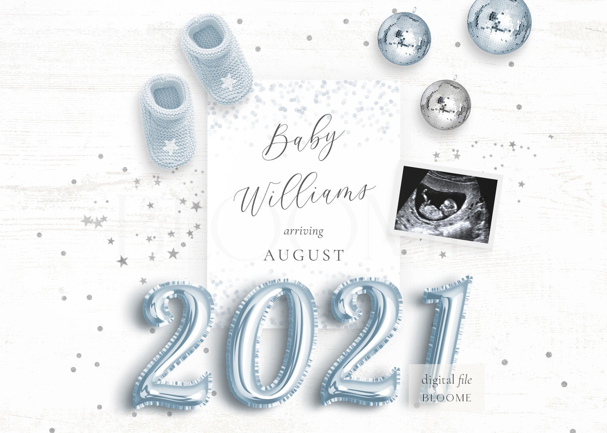 NEW YEAR&#039;S EVE personalized pregnancy announcement digital | Etsy