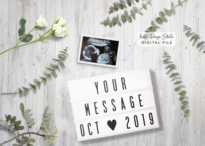 light box PERSONALIZED digital pregnancy announcement for social media custom baby announcement gender reveal instagram facebook rustic