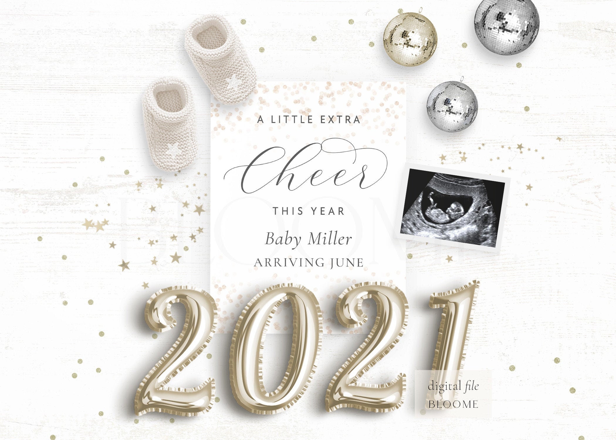 NEW YEAR&#039;S EVE personalized pregnancy announcement digital | Etsy