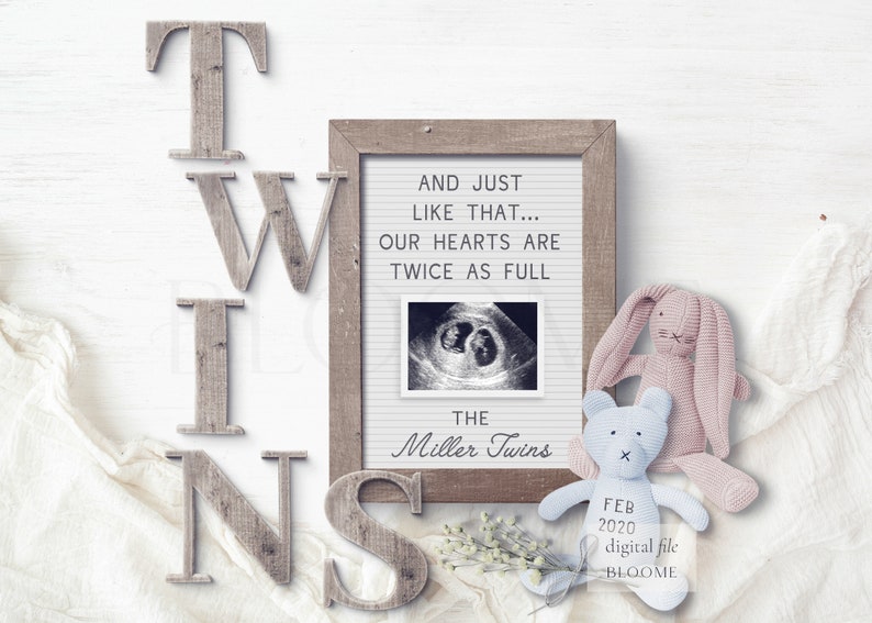 Download TWINS Letter board custom digital pregnancy announcement for | Etsy