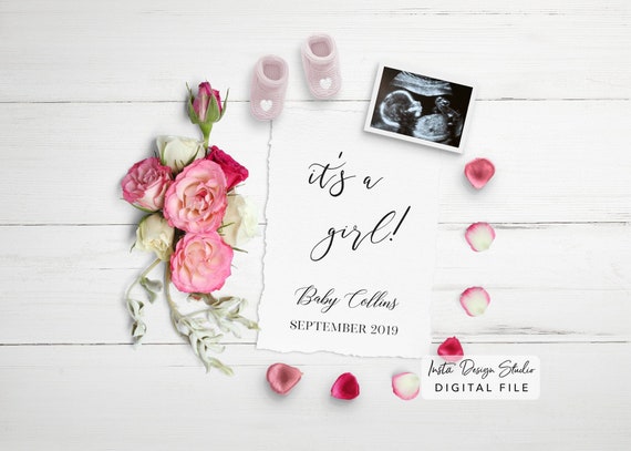 Birth Announcement Template Digital New Baby Editable Pregnancy Announcement Due Date Card Baby Announcement Its A Boy Gender Reveal