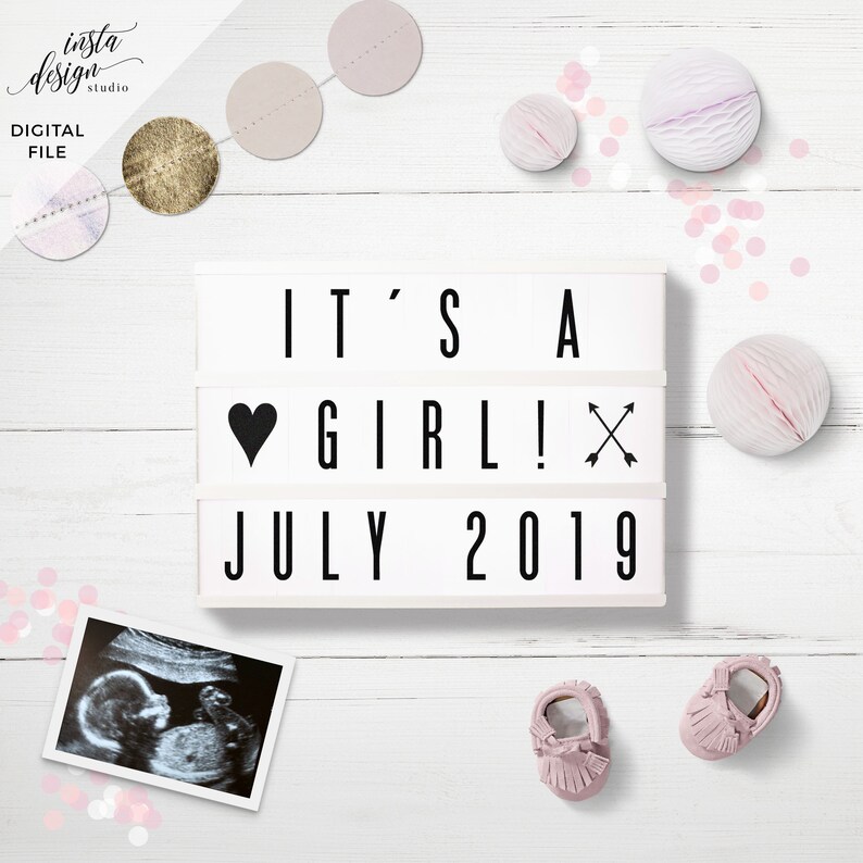 Download Light Box Customized Digital Social Media Pregnancy Baby Announcement Gender Reveal Due Date Flat Lay Instagram Facebook Its A Girl Announcements Invitations Announcements Drchaturvedis Com