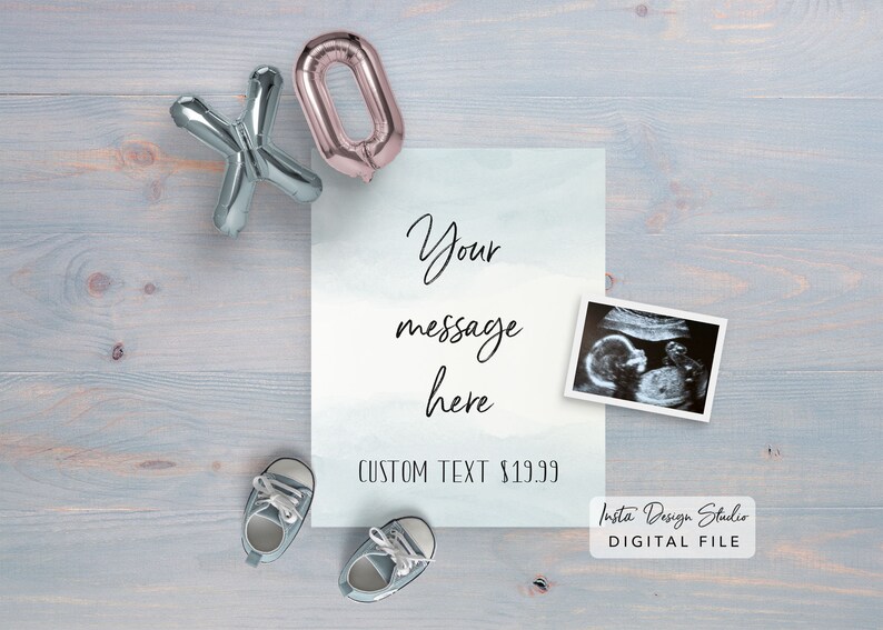 its a girl PERSONALIZED social media pregnancy announcement digital custom baby announcement gender reveal instagram due date balloon letter