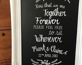 Personalised wedding chalkboard sign