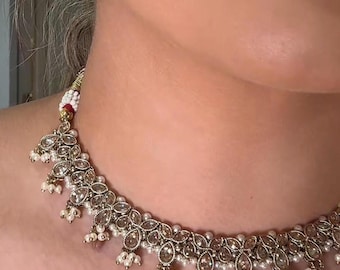 Brautjungfer Schmuck Set Antikes Gold, indischer Hochzeitsschmuck, indische Brautjungfer Schmuck, indischer Schmuck, Trauzeugin Schmuck, Geschenk für sie