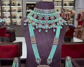 Antique Gold Bridal Jewelry Set: Maharani Choker, Pearl Embellishments