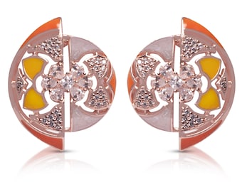 Open Semicircle Zirconia earrings