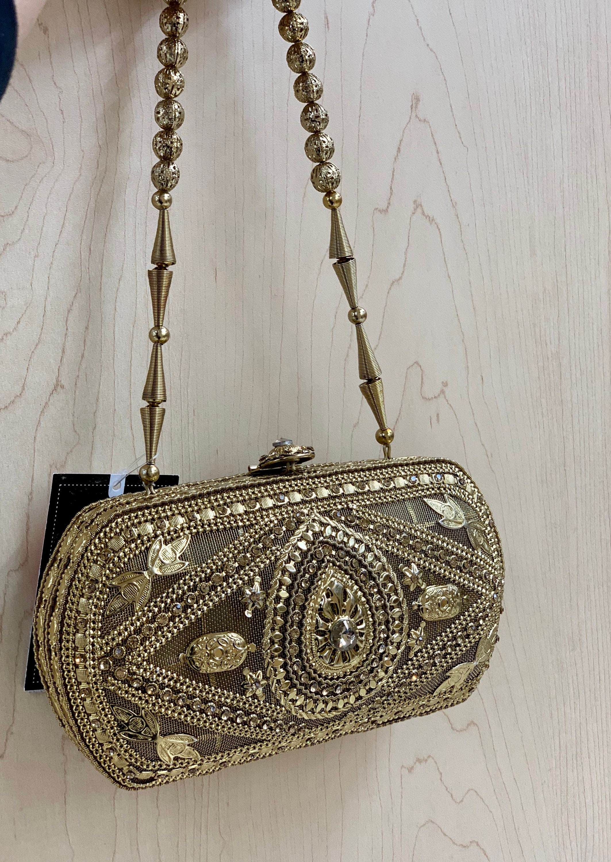 Antique golden metal purse Indian wedding accessories