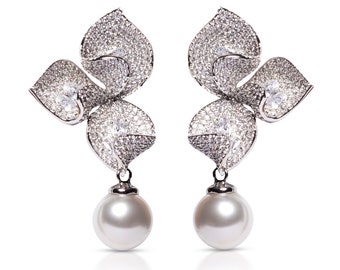 Garden Diamond with Pearl Drop earrings