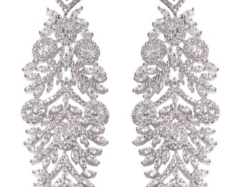 Angled Linear Zirconia Earrings