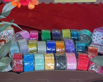 288 Metal Bangles – Assorted Colors & Sizes, Indian Wedding Jewelry