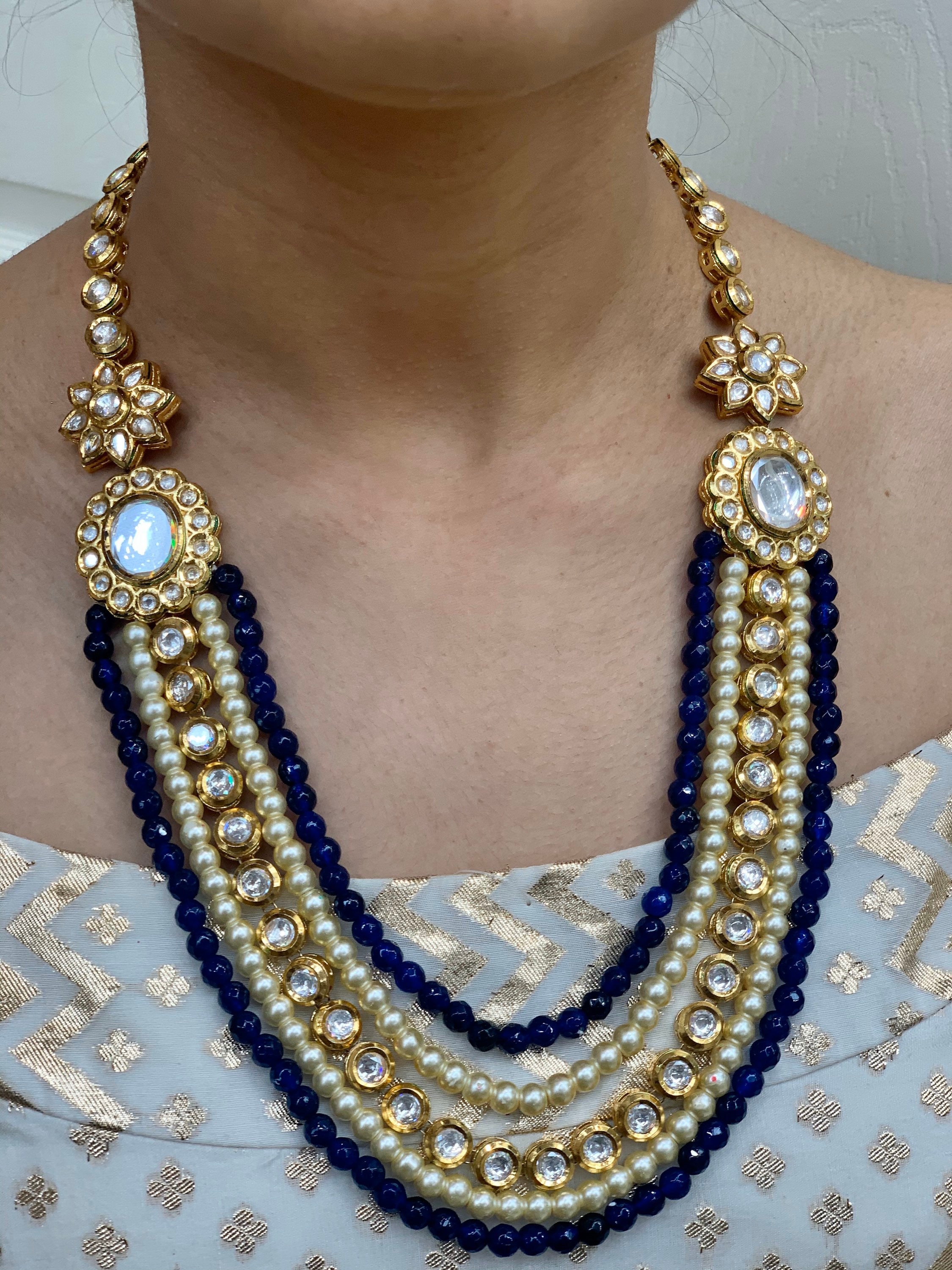 Kundan Multi-layer Long Necklace Set 