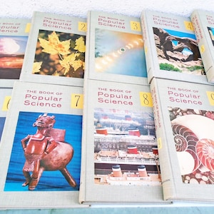 Vintage Science Hardcover Books 1961 Complete set Of Science Books &quot;The Book of Popular Science&quot; - Complete 10 Volumes Set, Staging Books
