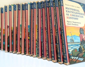 Vintage 16-Volume Pictorial Encyclopedia of American History Set | Illustrated US History Books for Homeschool or Office Library Decor