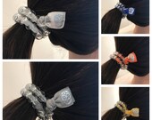 Sugar skulls, gray and white Secure sports hair tie hair cord hair elastic for all pony tail types messy buns fitness elastic