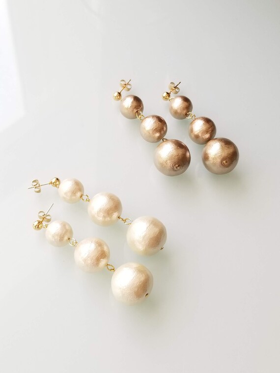Cotton Pearl Earrings Etsy UK
