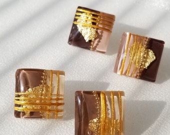 UV resin square chocolate earrings