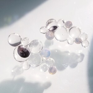 UV resin bubble earrings with white rhinestone