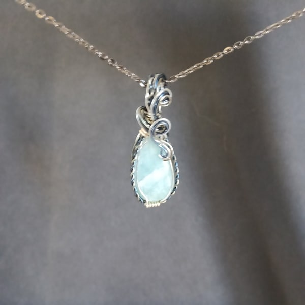 Wire Wrapped Aquamarine Pendant