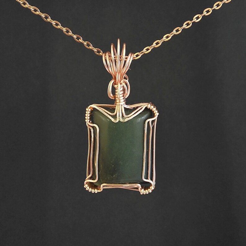 Wire Wrapped Green Jasper Pendant
