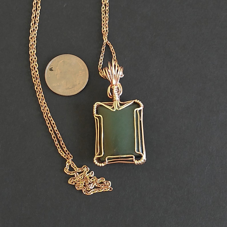 Wire Wrapped Green Jasper Pendant