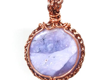 Wire Wrapped Blue Agate Pendant