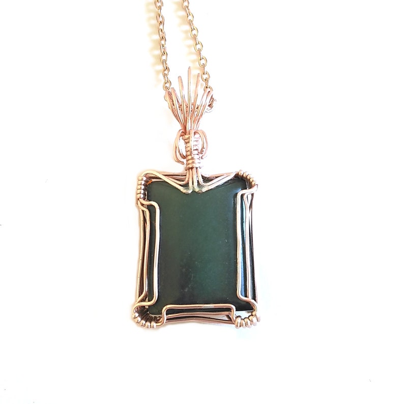 Wire Wrapped Green Jasper Pendant