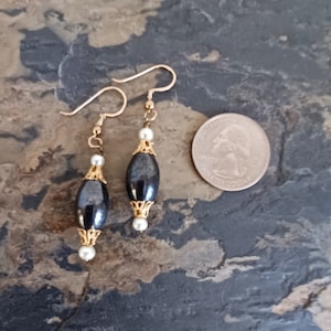 Hematite and Pearl Earrings