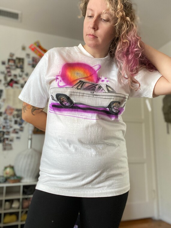 Vintage 90s Single-Stitch Sunset Saturn Car Airbru