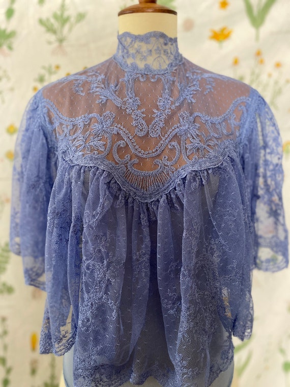 Vintage 80s Handmade Victorian Style Purple Lace B