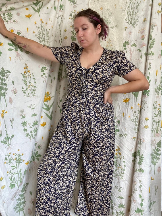 Vintage 90s All That Jazz Delicate Floral Jumpsuit