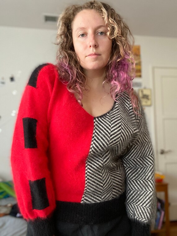 Vintage 80s Pavvia Fluffy Angora Twin Peaks Red Bl