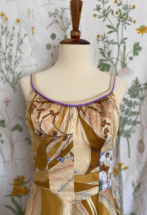 Vintage 1970s Deweese Designs Gold Floral Psychede