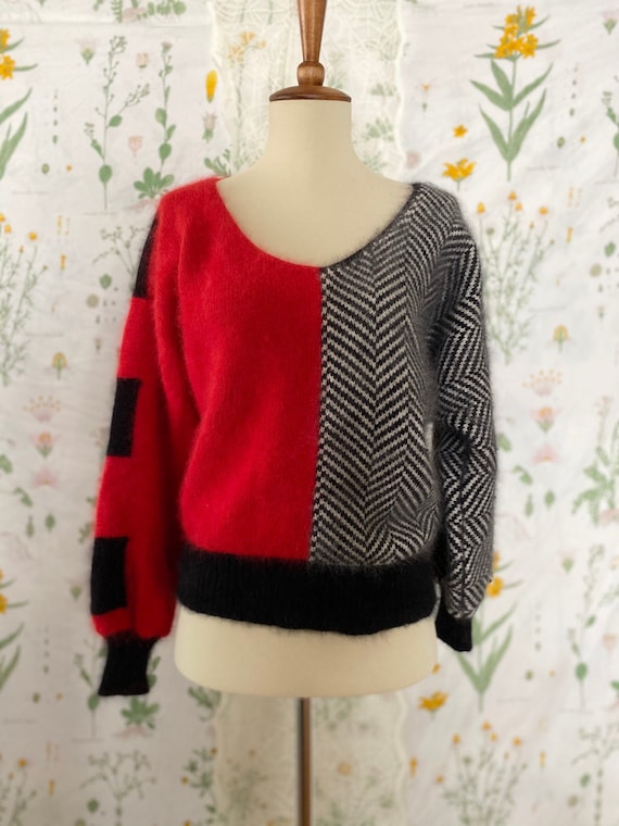 Vintage 80s Pavvia Fluffy Angora Twin Peaks Red Bl