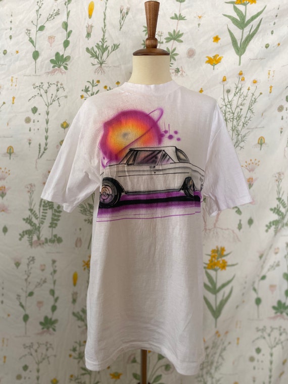 Vintage 90s Single-Stitch Sunset Saturn Car Airbru