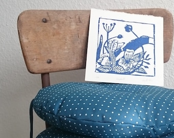 original woodcut, wood print, hand printed, limited, printmaking, illustration, flowers, spring