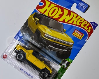 Yellow GMC Hummer EV Hot Wheels 1/64th scale.  Hotwheels die cast metal car, 130/250