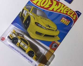 Yellow LB Super Silhoutte Nissan Silva Hot Wheels 1/64th scale.  Hotwheels die cast metal car, 110/250