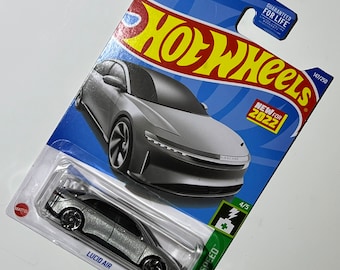Metallic Silver Lucid Air Hot Wheels 1/64th scale.  Hotwheels die cast metal car, 147/250