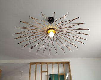 Sospensione Girasole 70/100cm / Paralume / Paralume in legno / Light design / Lampada da soffitto